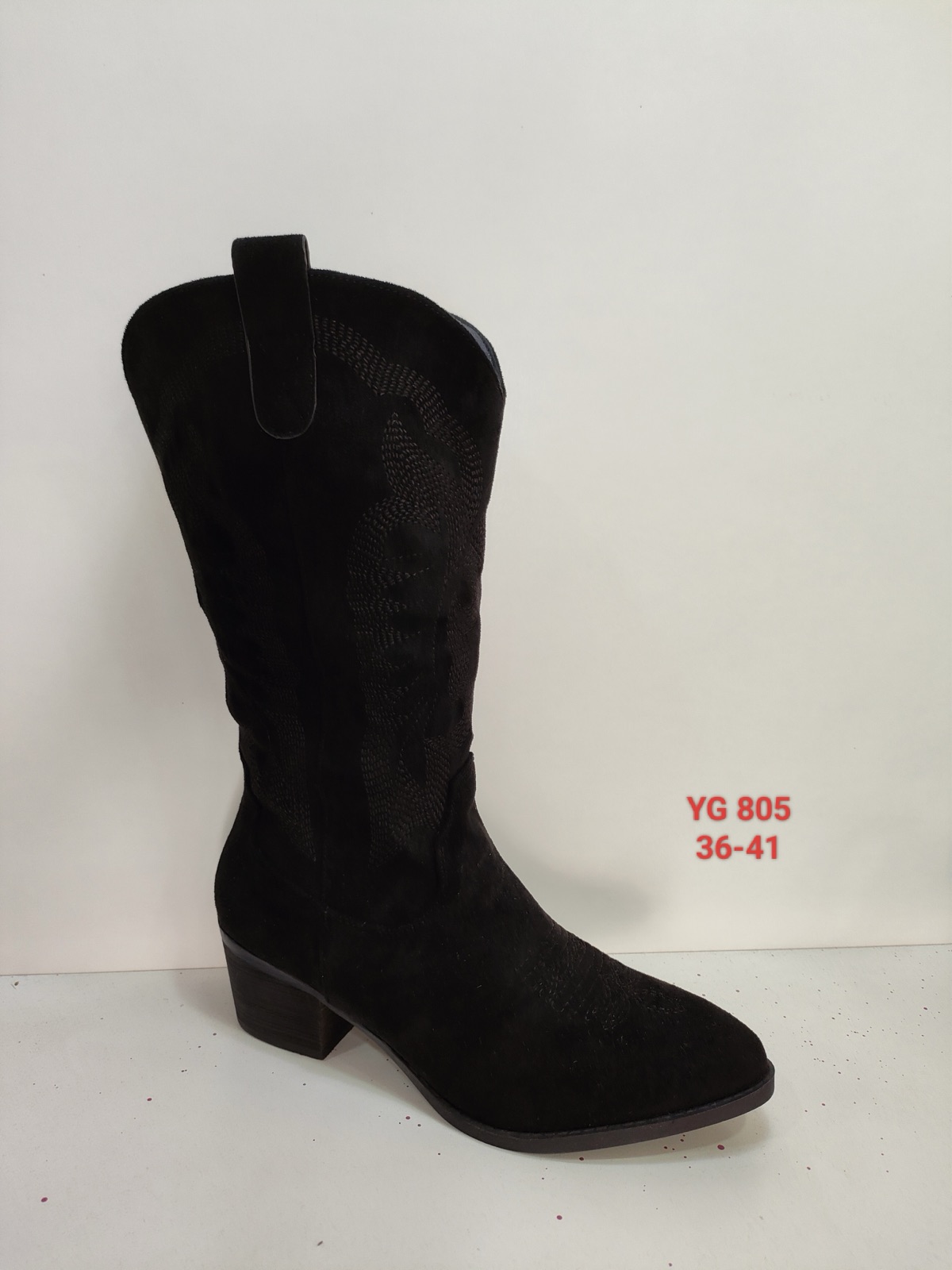 Bota alta estilo cowboy en ante