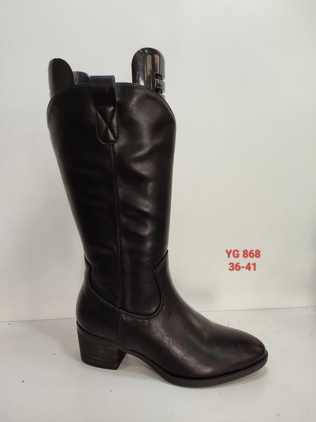 Bota alta estilo cowboy de caña lisa