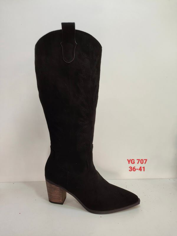 Bota alta estilo cowboy en ante