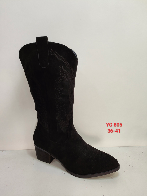 Bota alta estilo cowboy en ante