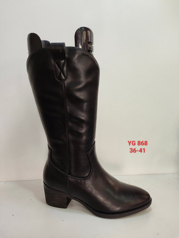 Bota alta estilo cowboy de caña lisa